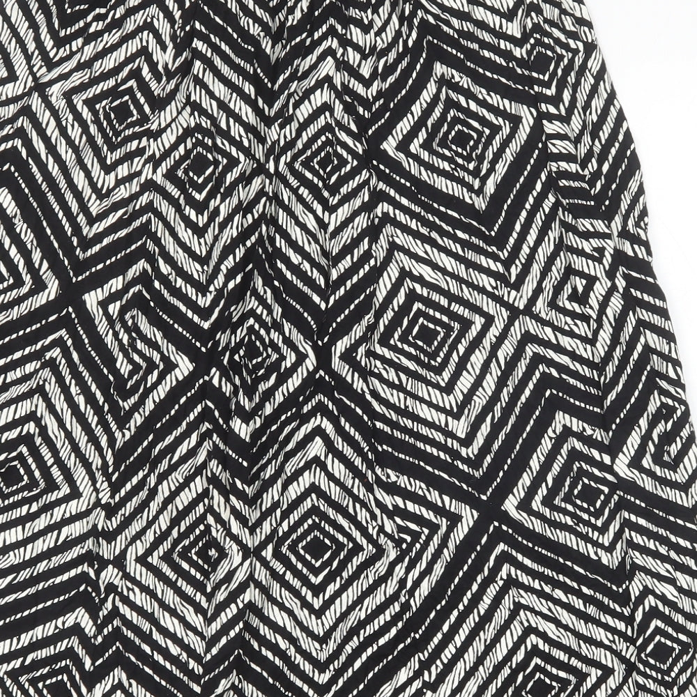 Preworn Womens Black Geometric Polyester Swing Skirt Size XL