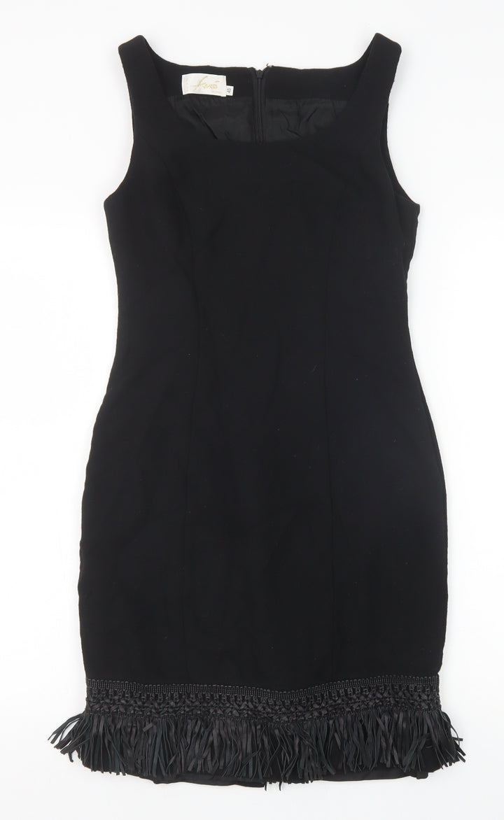 Few Couture Womens Black Polyester Pencil Dress Size 12 Scoop Neck Zip