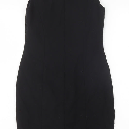 Few Couture Womens Black Polyester Pencil Dress Size 12 Scoop Neck Zip