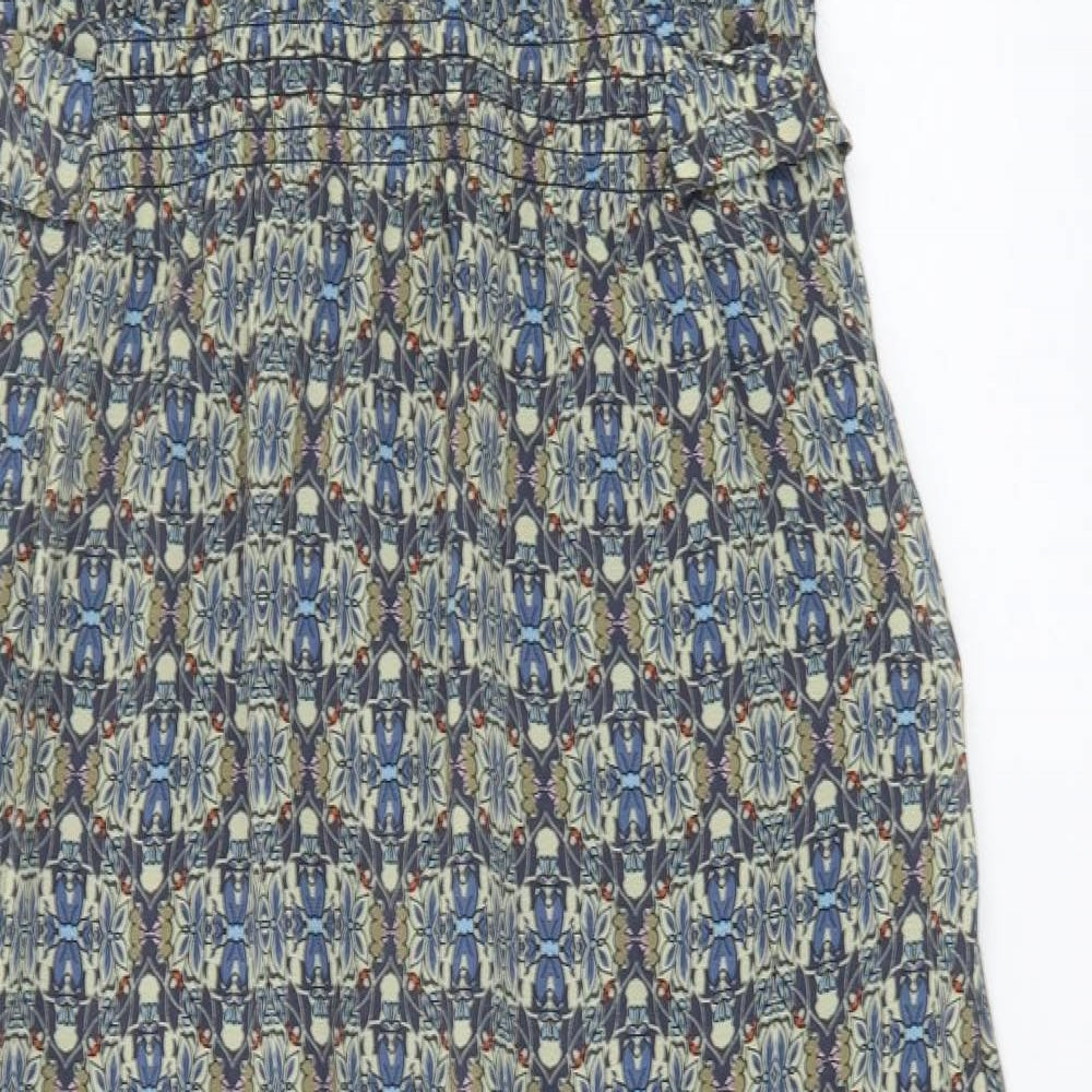 Preworn Womens Multicoloured Geometric Polyester A-Line Size 14 V-Neck Tie