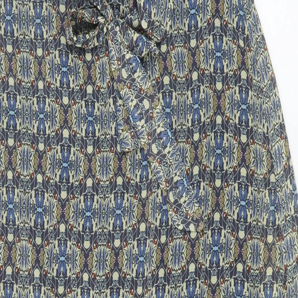 Preworn Womens Multicoloured Geometric Polyester A-Line Size 14 V-Neck Tie