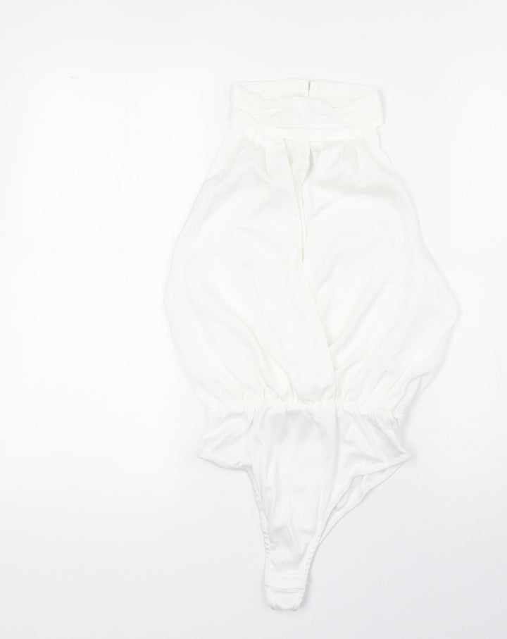 In the Style Womens White Polyester Bodysuit One-Piece Size 8 Snap