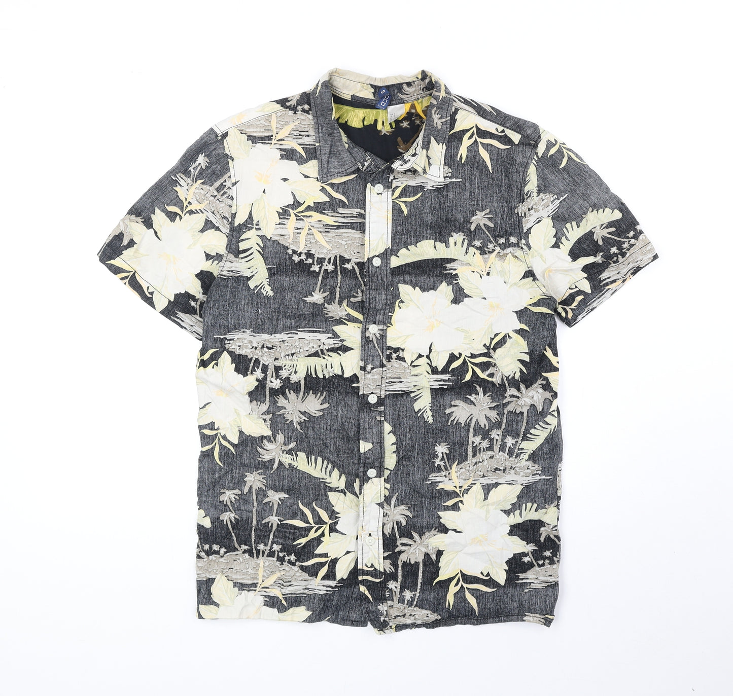 Divided Mens Multicoloured Floral Cotton Button-Up Size S Collared Button