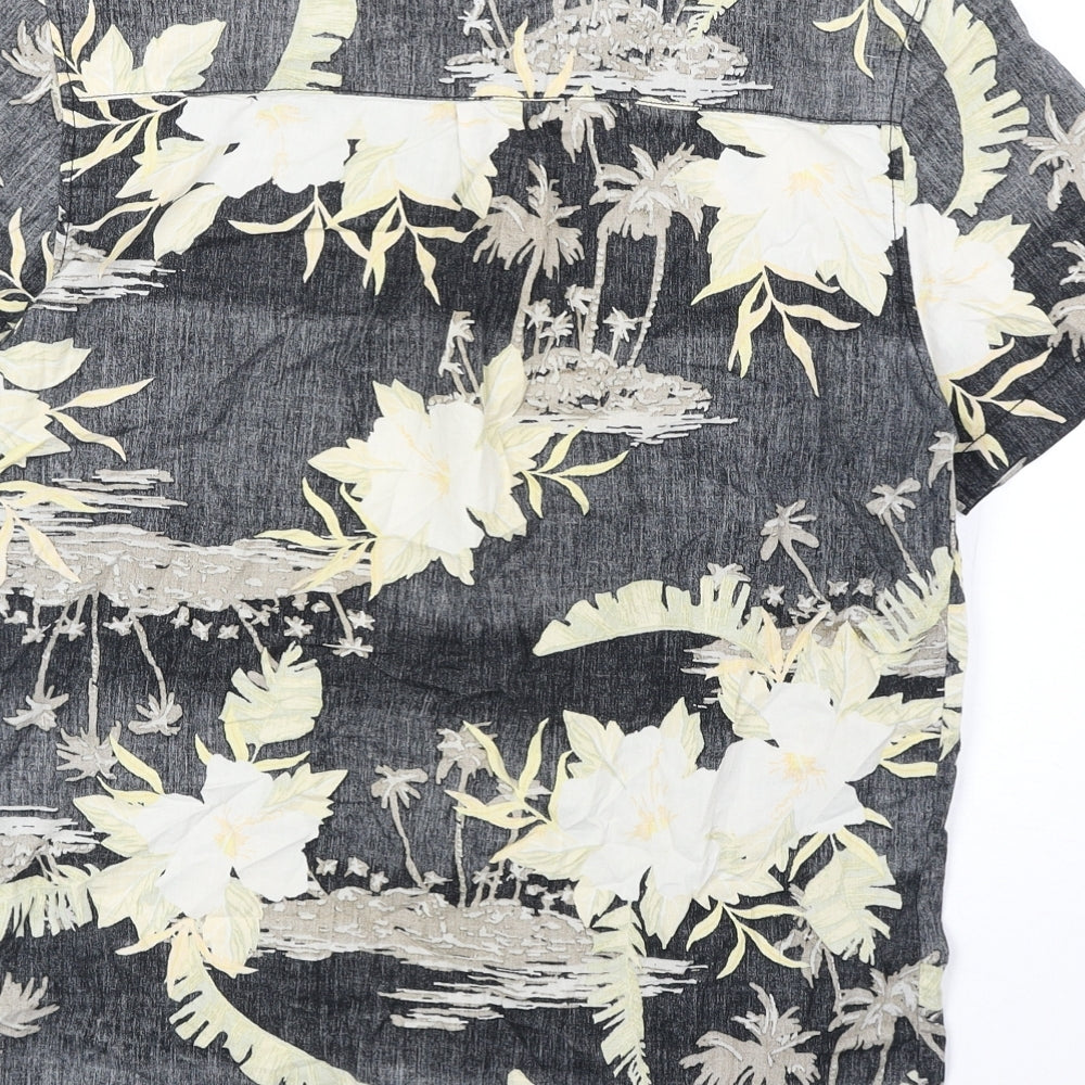 Divided Mens Multicoloured Floral Cotton Button-Up Size S Collared Button