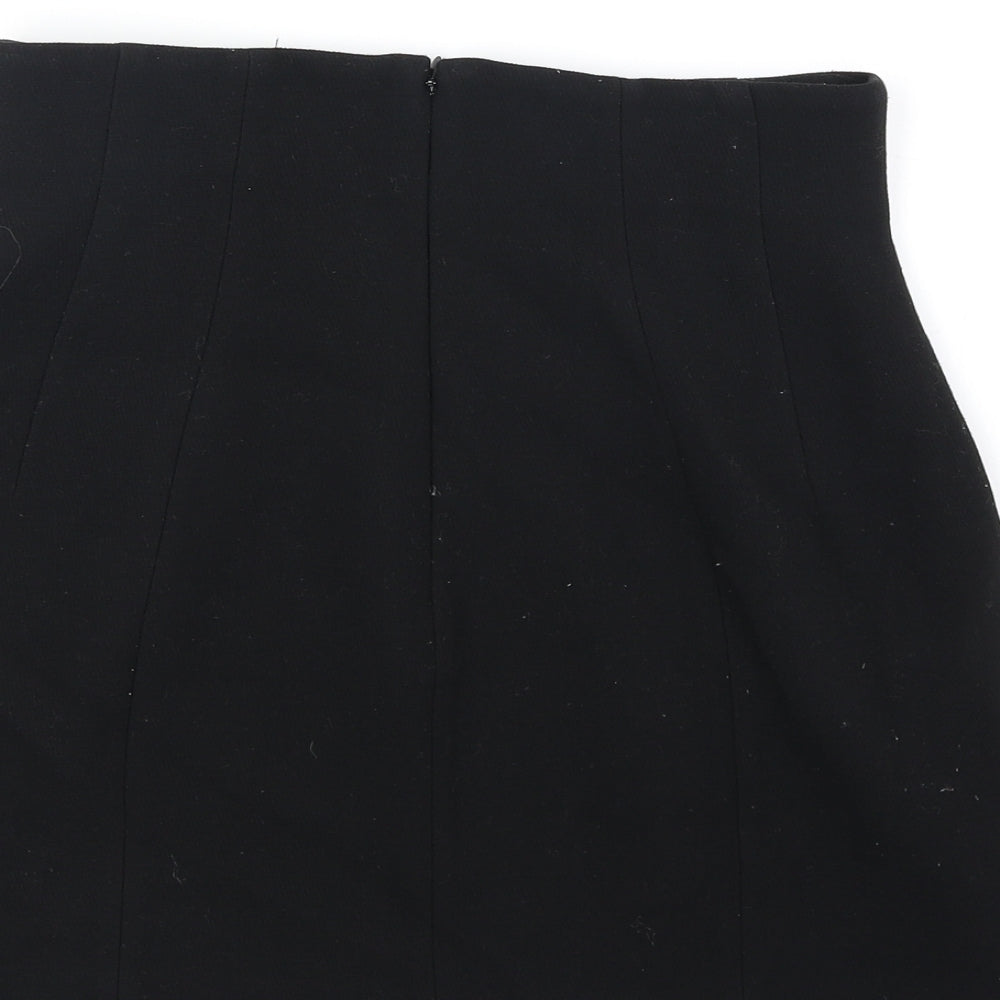 Paris Atelier Womens Black Polyester Straight & Pencil Skirt Size 10 Zip