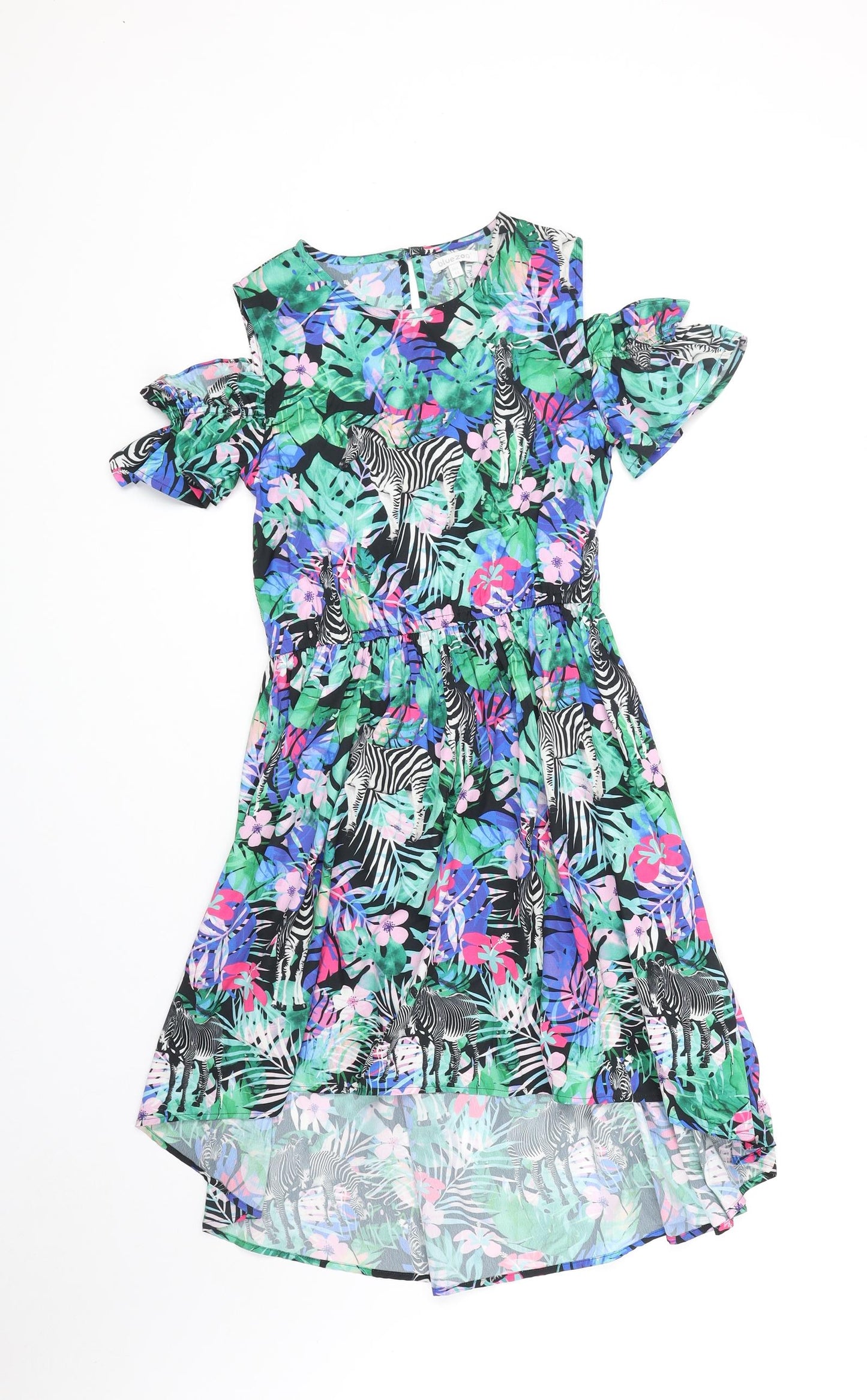 Blue Zoo Girls Multicoloured Geometric Polyester A-Line Size 11 Years Round Neck Button