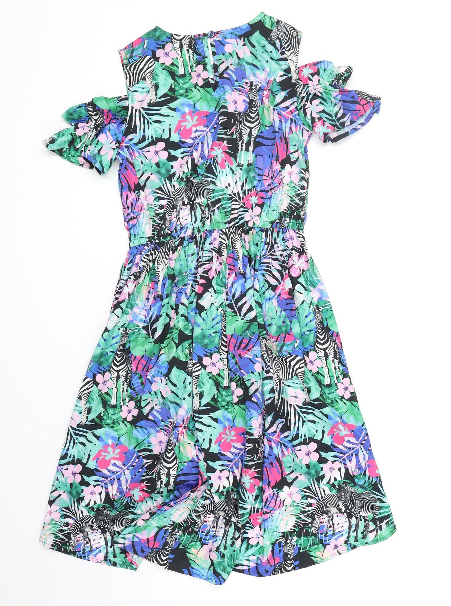 Blue Zoo Girls Multicoloured Geometric Polyester A-Line Size 11 Years Round Neck Button