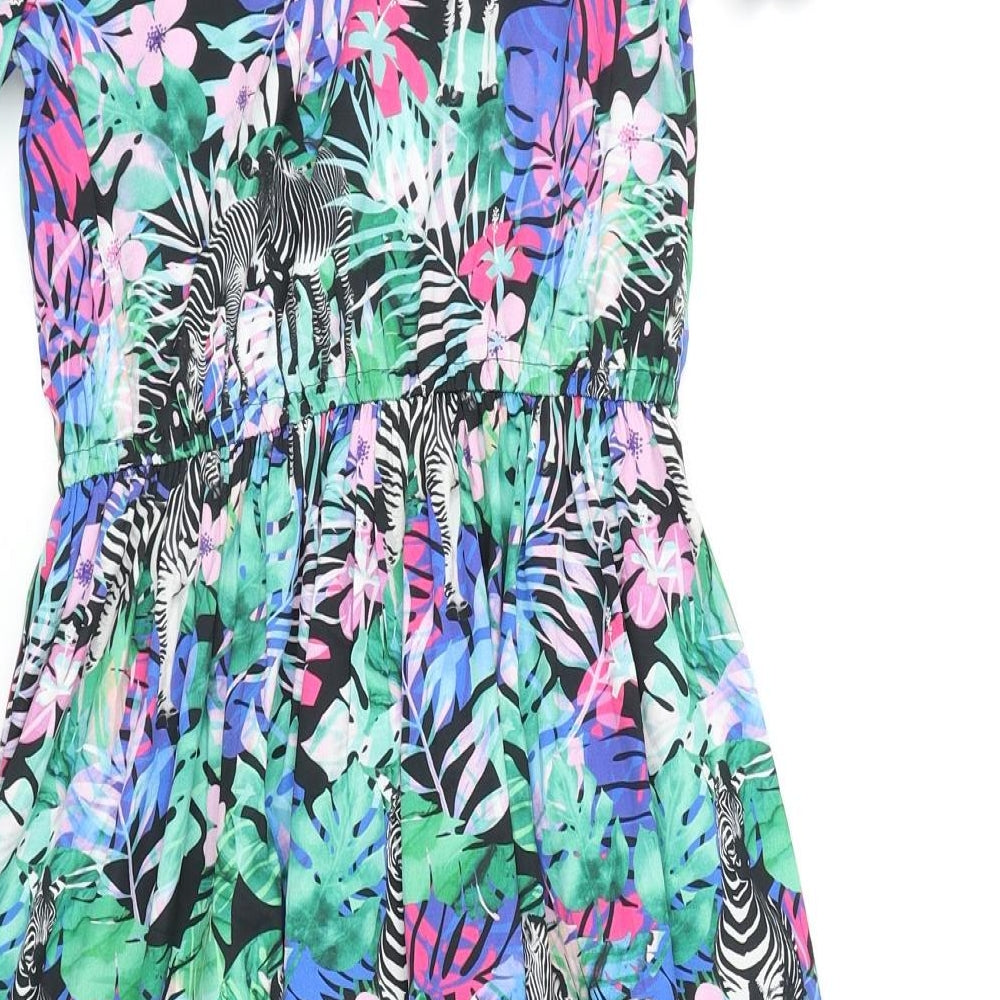 Blue Zoo Girls Multicoloured Geometric Polyester A-Line Size 11 Years Round Neck Button