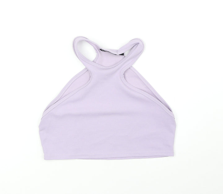 PRETTYLITTLETHING Womens Purple Polyester Cropped Tank Size 8 V-Neck