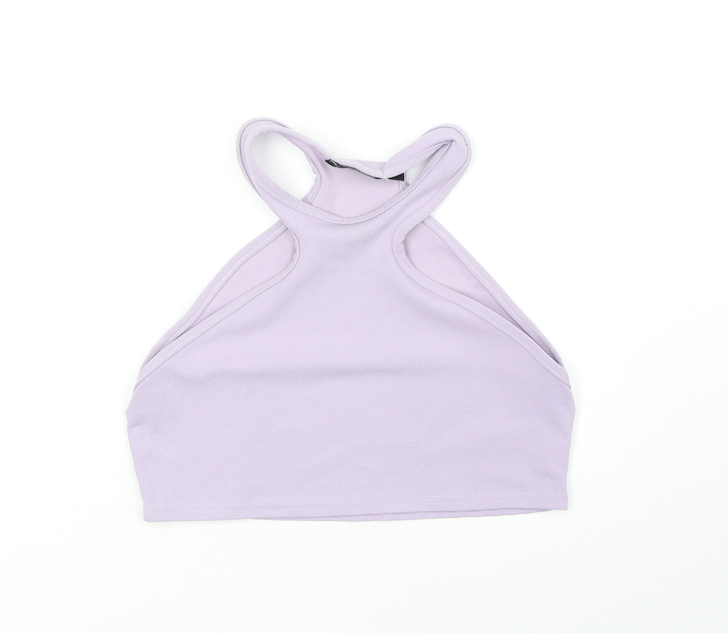 PRETTYLITTLETHING Womens Purple Polyester Cropped Tank Size 8 V-Neck