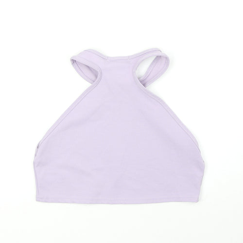 PRETTYLITTLETHING Womens Purple Polyester Cropped Tank Size 8 V-Neck
