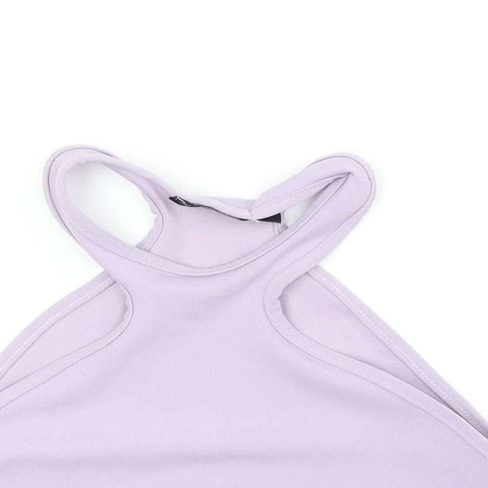 PRETTYLITTLETHING Womens Purple Polyester Cropped Tank Size 8 V-Neck