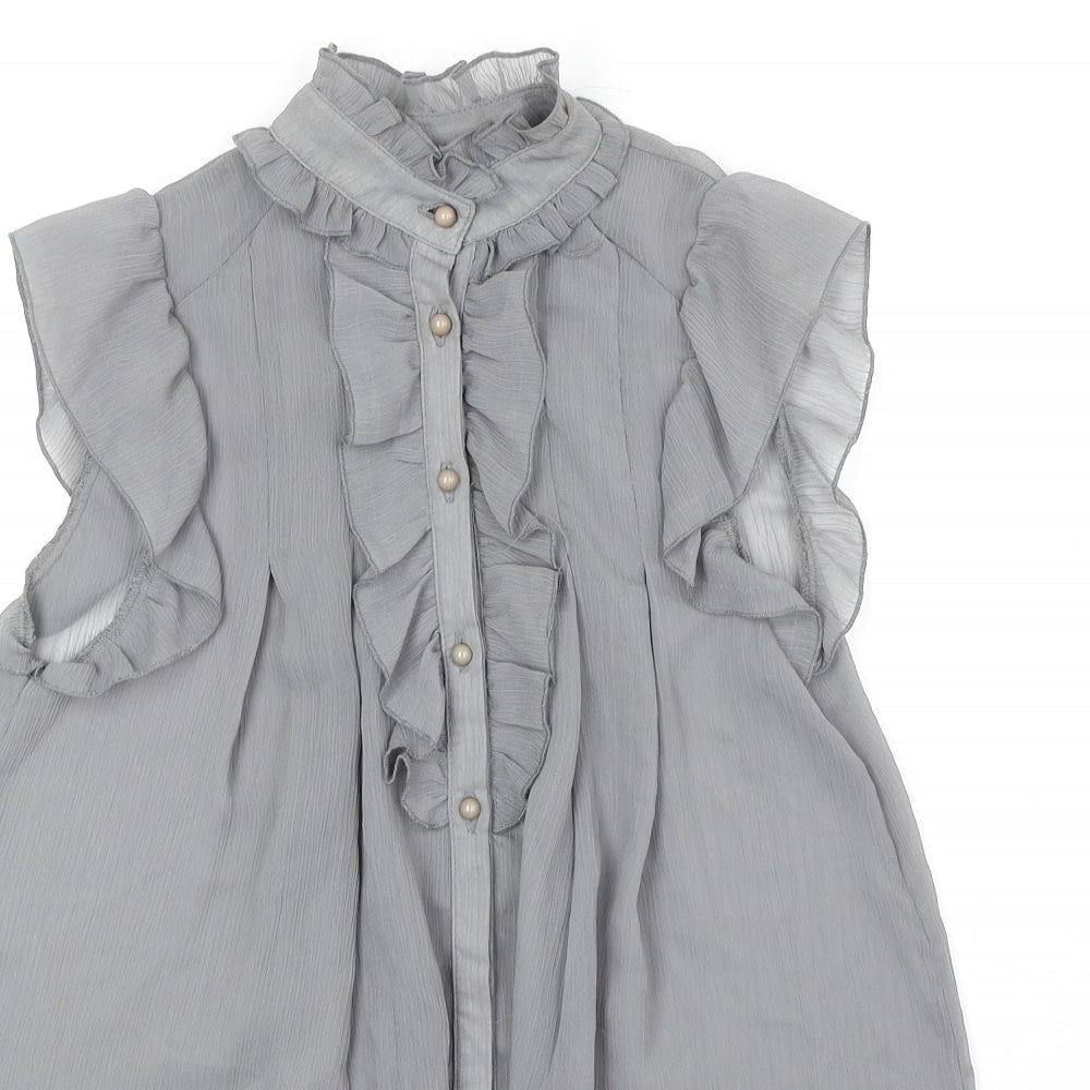 Atmosphere Womens Grey Polyester Basic Blouse Size 10 High Neck