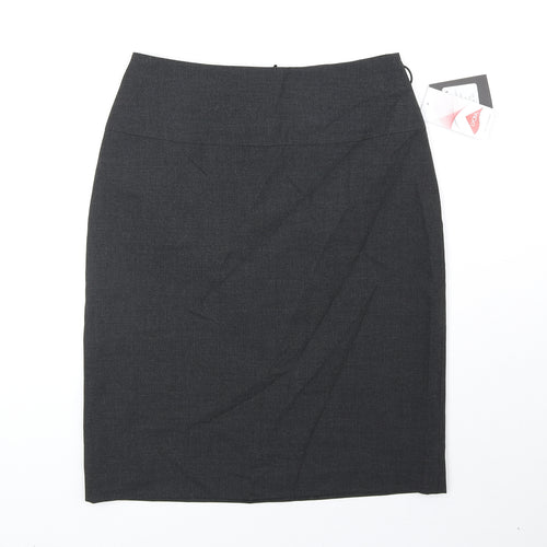 Clubclass Womens Grey Polyester Straight & Pencil Skirt Size 10 Zip