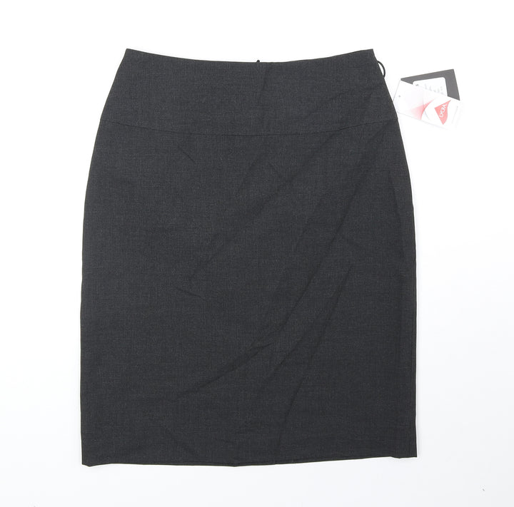 Clubclass Womens Grey Polyester Straight & Pencil Skirt Size 10 Zip