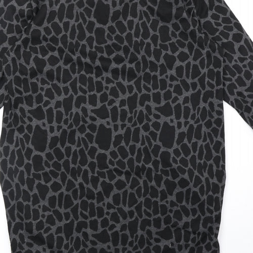 Wallis Womens Black Animal Print Polyester Shift Size 10 V-Neck Pullover - Giraffe Print