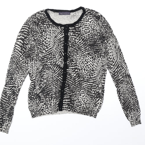 Marks and Spencer Womens Black Scoop Neck Geometric Viscose Cardigan Jumper Size 12