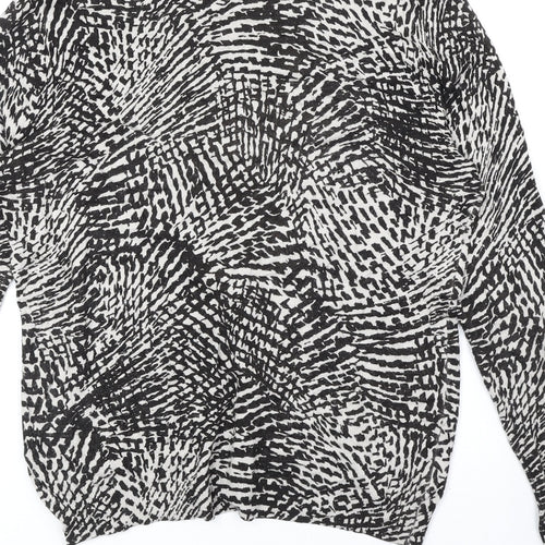 Marks and Spencer Womens Black Scoop Neck Geometric Viscose Cardigan Jumper Size 12