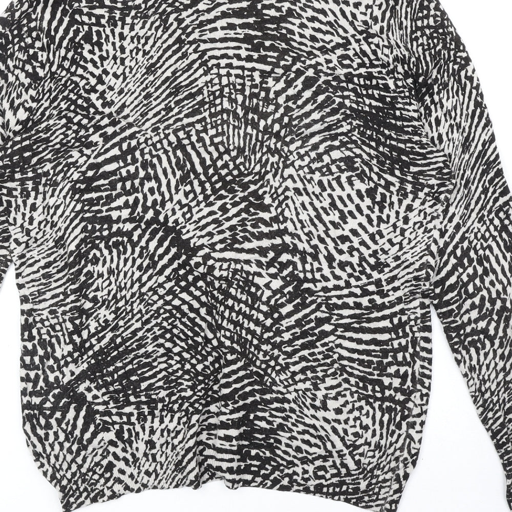 Marks and Spencer Womens Black Scoop Neck Geometric Viscose Cardigan Jumper Size 12