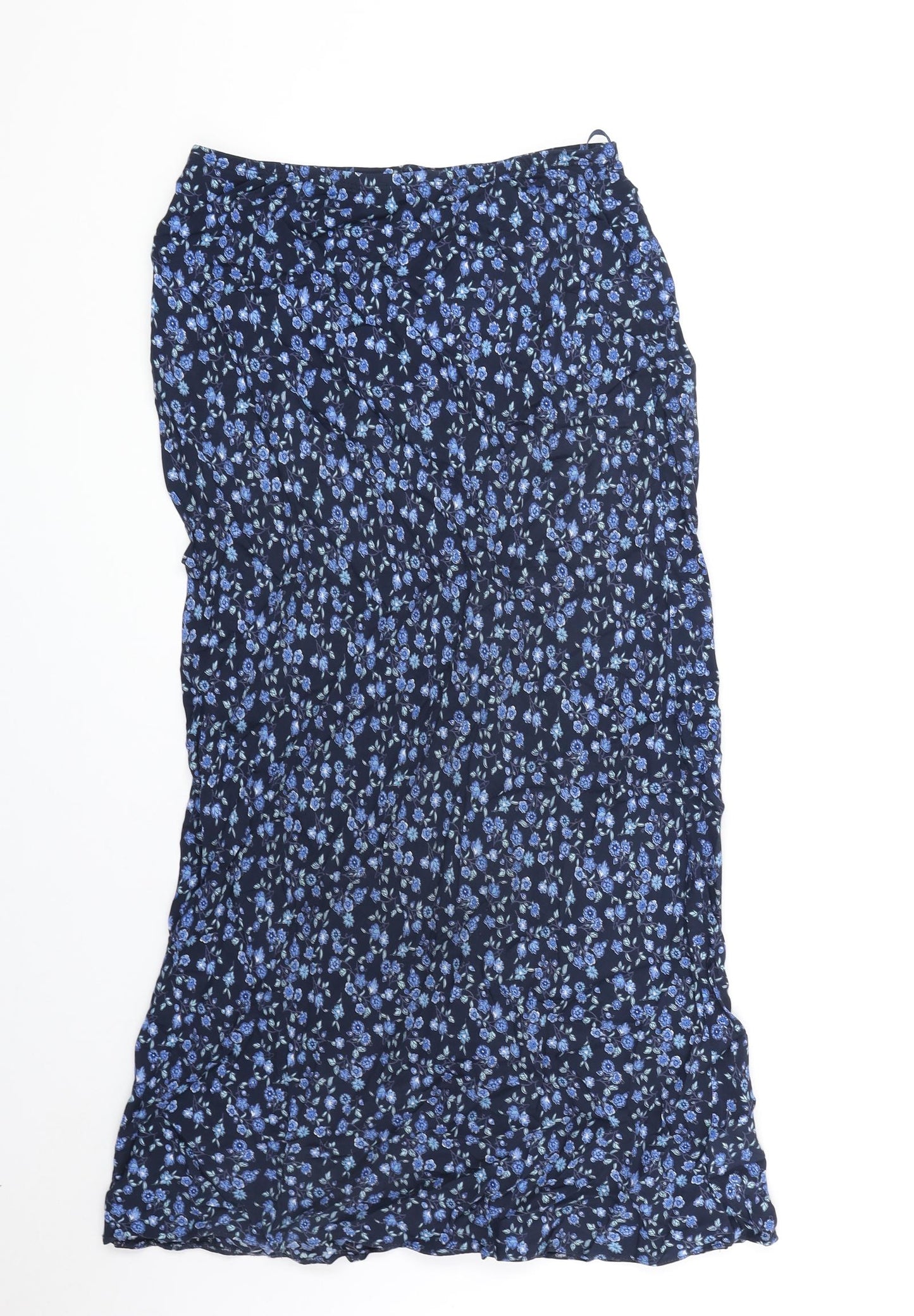 F&F Womens Blue Floral Viscose Peasant Skirt Size 10