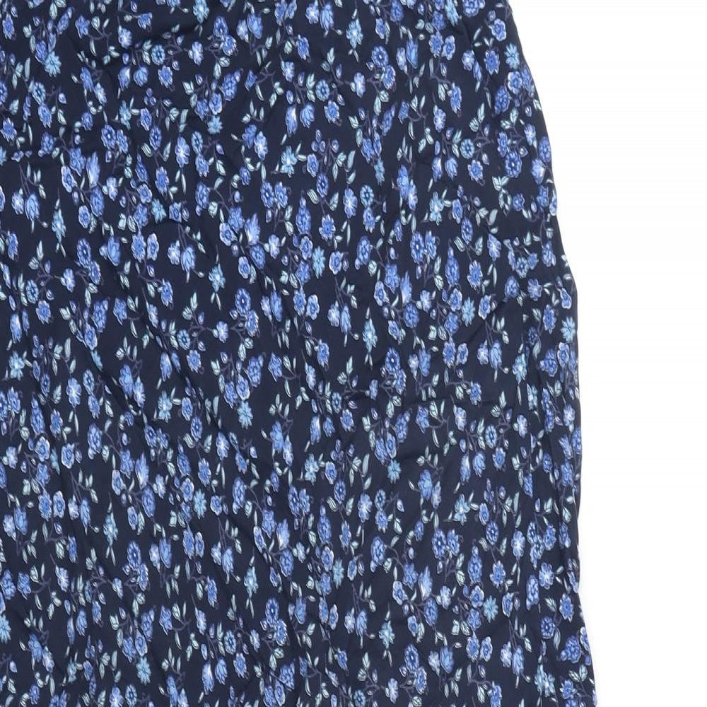 F&F Womens Blue Floral Viscose Peasant Skirt Size 10