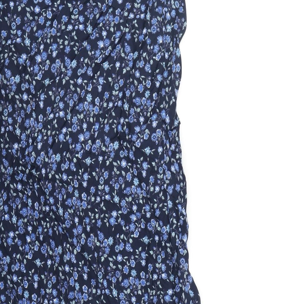 F&F Womens Blue Floral Viscose Peasant Skirt Size 10