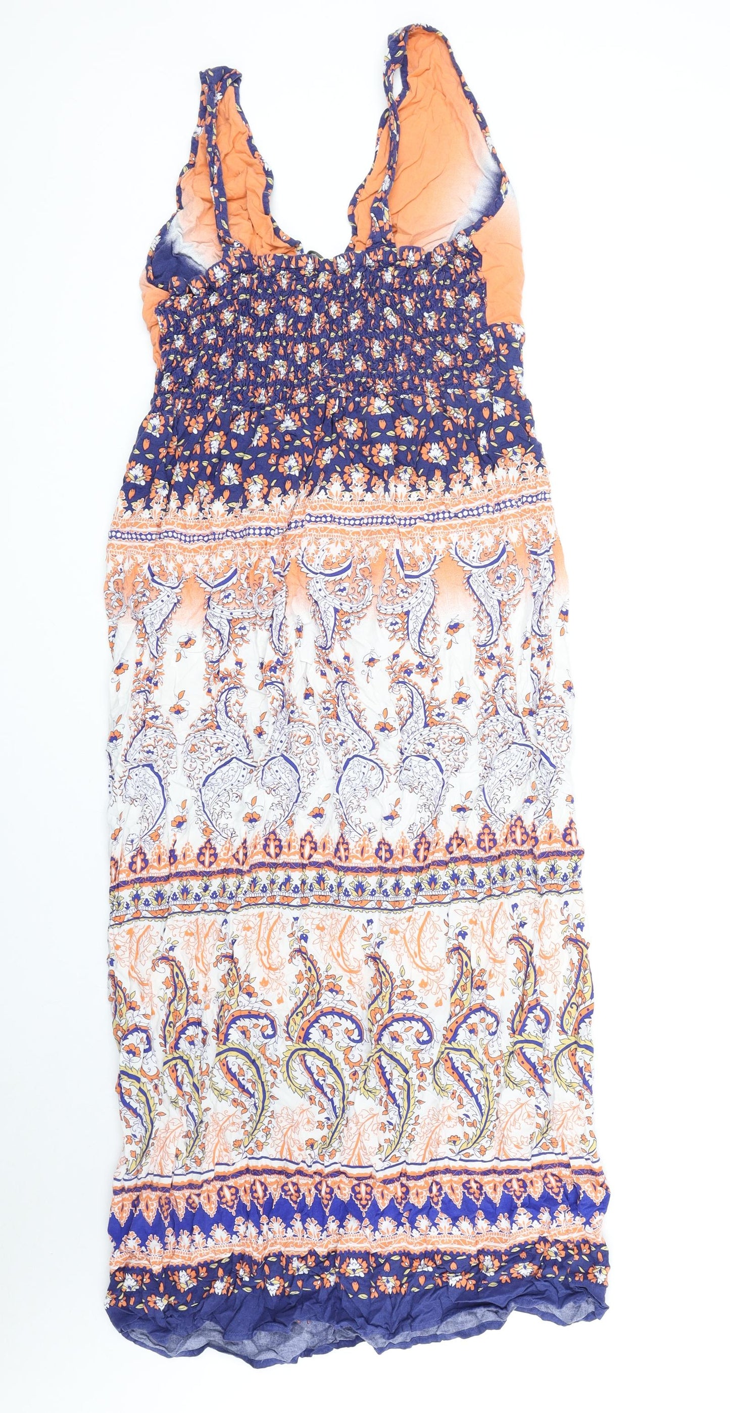 Peacocks Womens Multicoloured Paisley Viscose Maxi Size 16 V-Neck Pullover