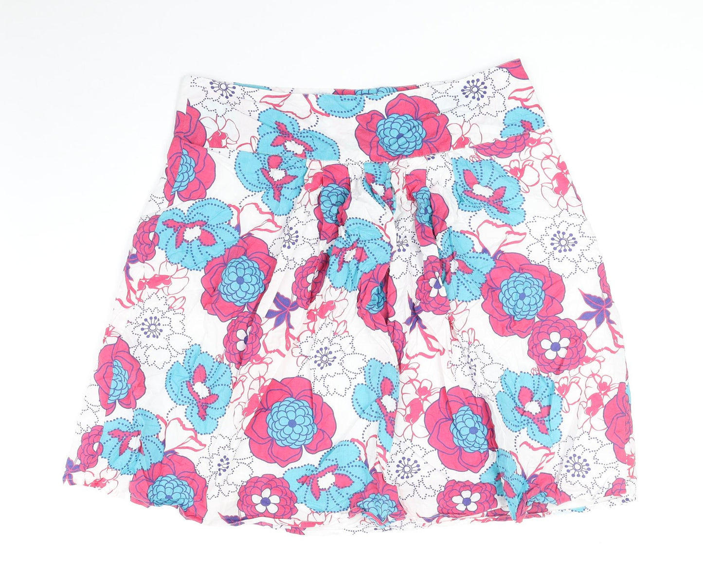 TU Womens Multicoloured Floral Cotton Swing Skirt Size 14 Zip