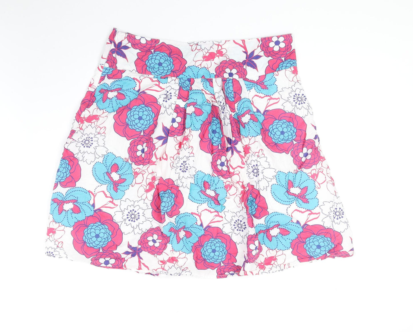 TU Womens Multicoloured Floral Cotton Swing Skirt Size 14 Zip