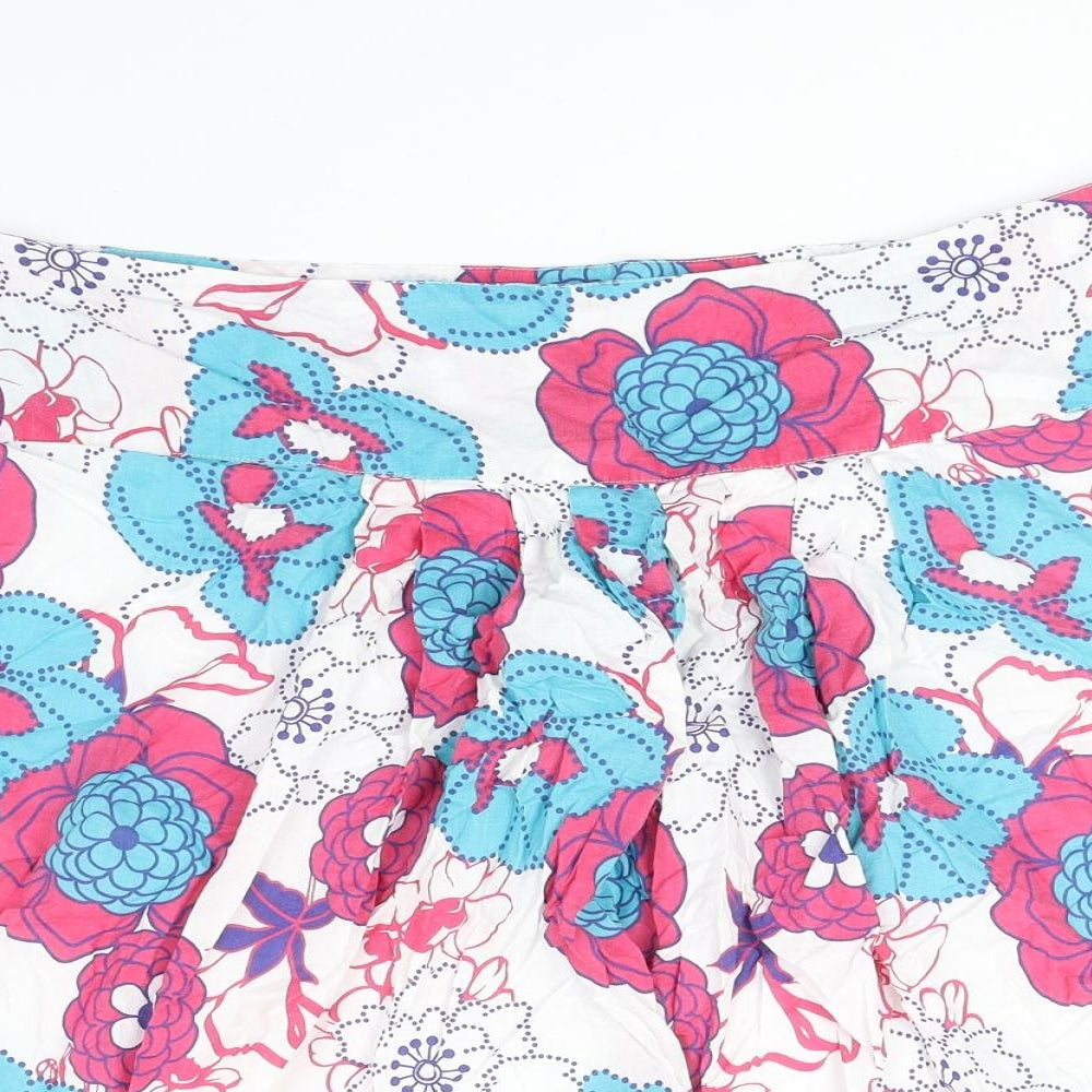 TU Womens Multicoloured Floral Cotton Swing Skirt Size 14 Zip