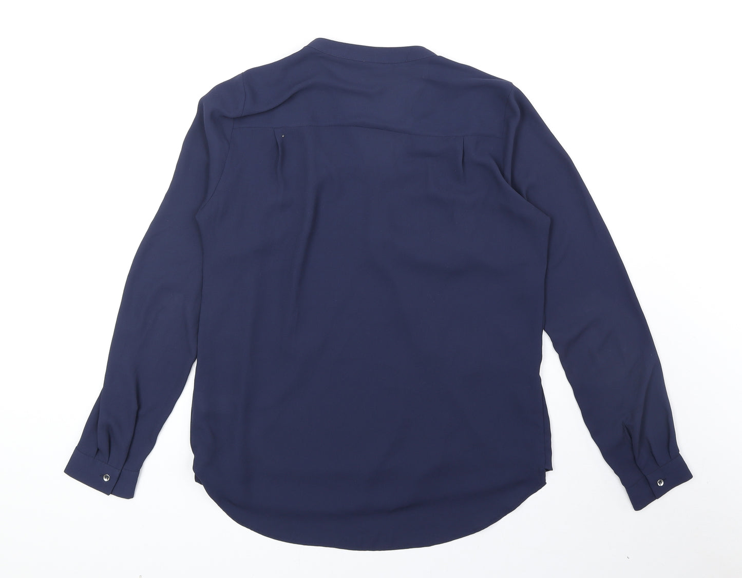 Marks and Spencer Womens Blue Polyester Basic Blouse Size 8 V-Neck