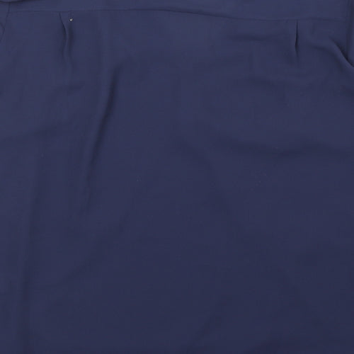 Marks and Spencer Womens Blue Polyester Basic Blouse Size 8 V-Neck