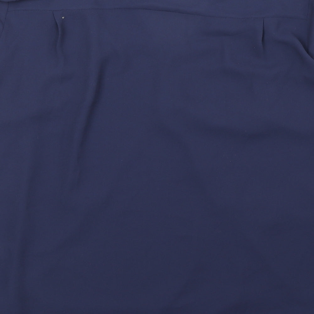 Marks and Spencer Womens Blue Polyester Basic Blouse Size 8 V-Neck