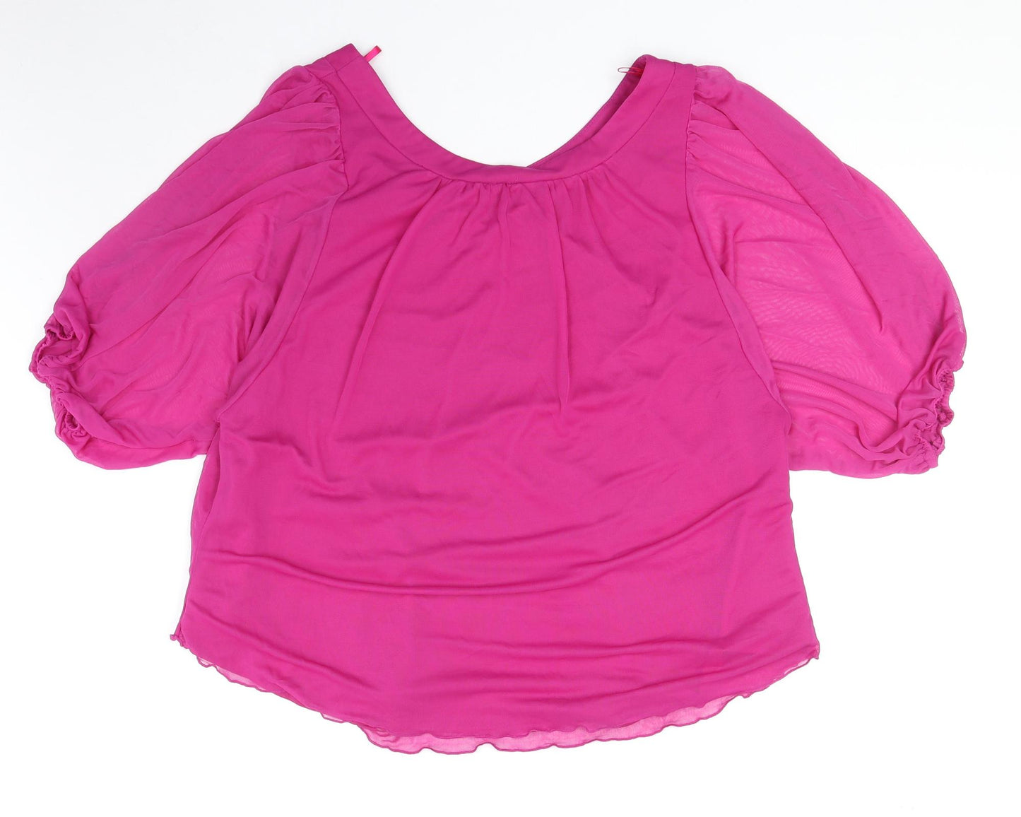 New Look Womens Pink Polyester Basic Blouse Size 6 Round Neck