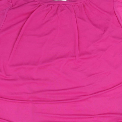 New Look Womens Pink Polyester Basic Blouse Size 6 Round Neck