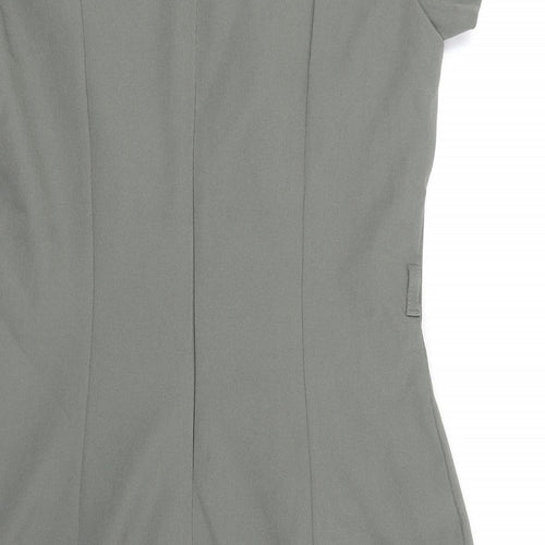 H&M Womens Green Polyester Shift Size 12 Round Neck Zip