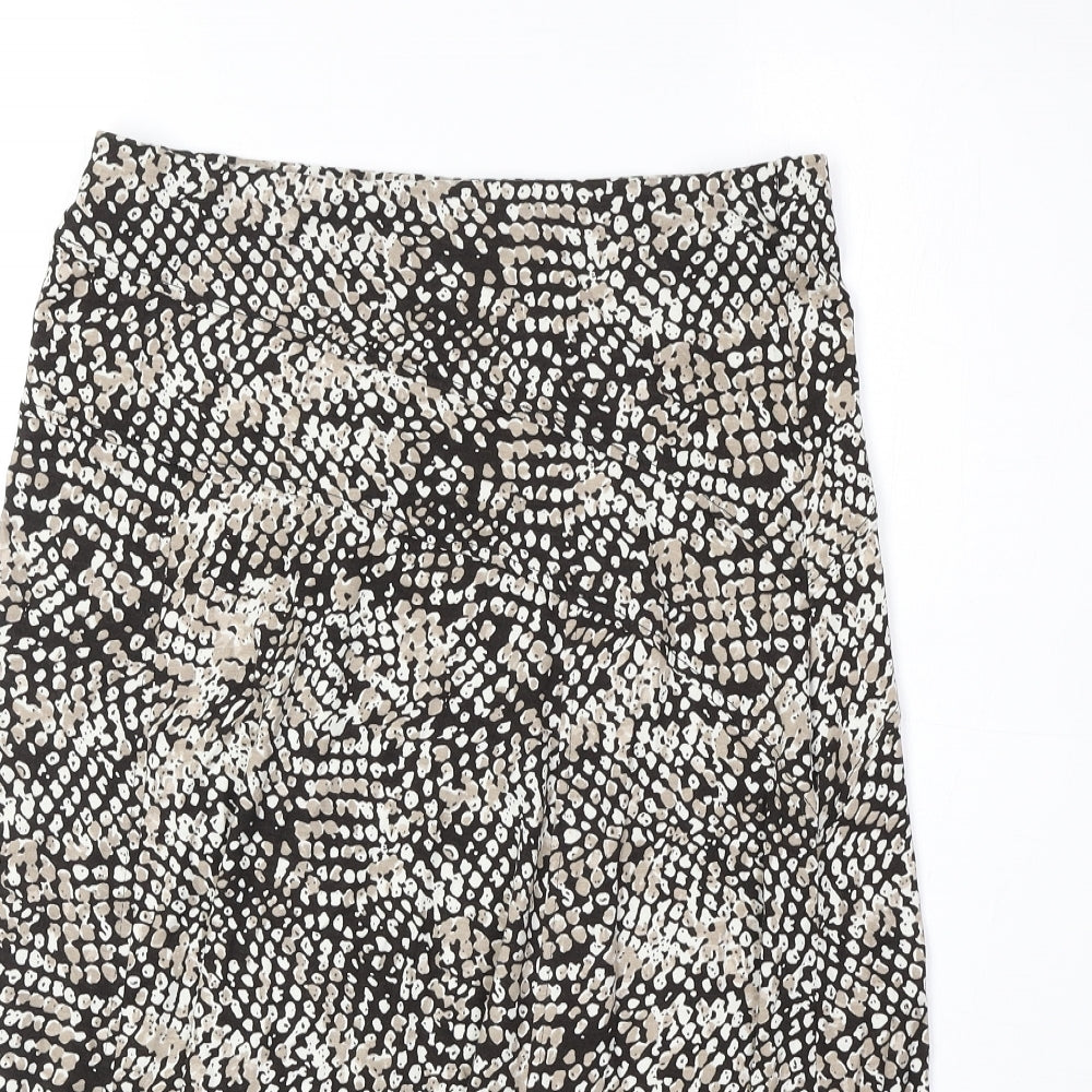 Marks and Spencer Womens Brown Geometric Viscose Swing Skirt Size 10