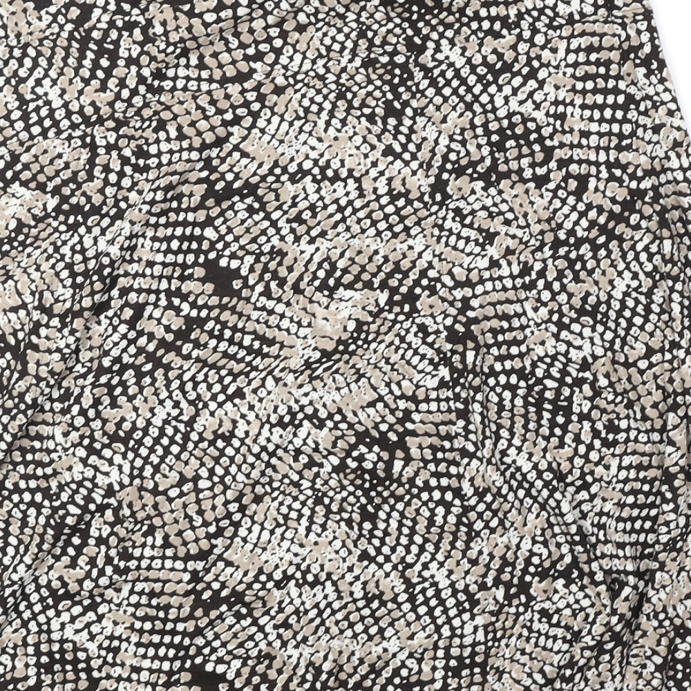 Marks and Spencer Womens Brown Geometric Viscose Swing Skirt Size 10
