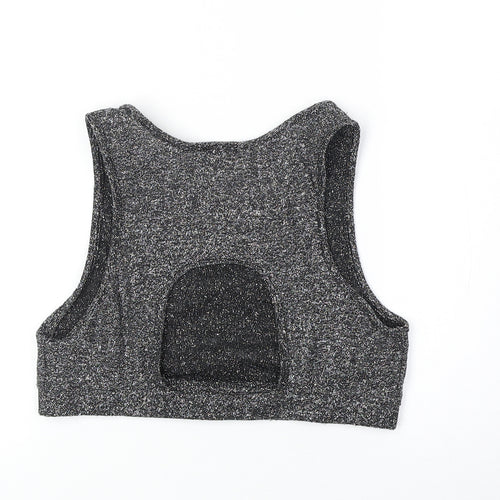 Sparkle & Fade Womens Black Polyester Cropped Tank Size M Scoop Neck - Cut Out Back Detail