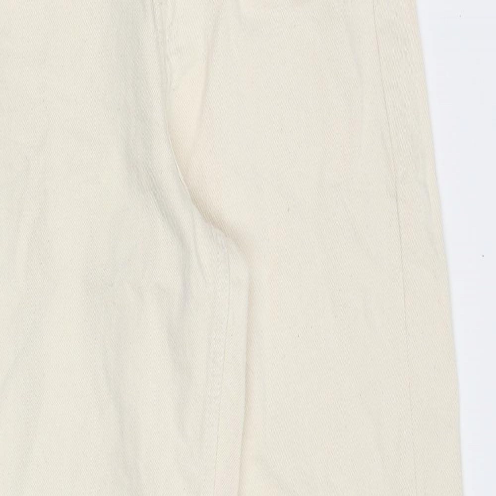 Zara Womens Beige Cotton Straight Jeans Size 8 Regular Zip