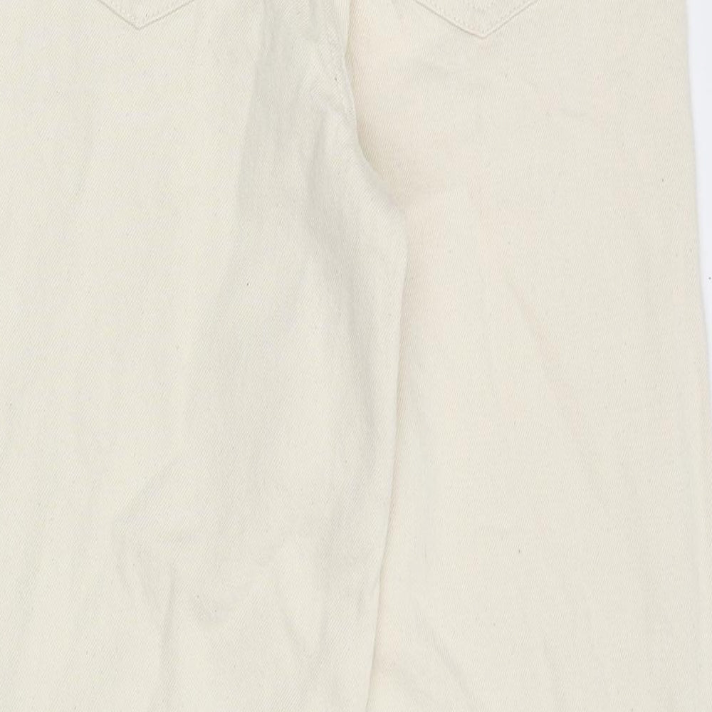 Zara Womens Beige Cotton Straight Jeans Size 8 Regular Zip