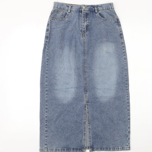 FLAM Mode Womens Blue Cotton Straight & Pencil Skirt Size M Zip