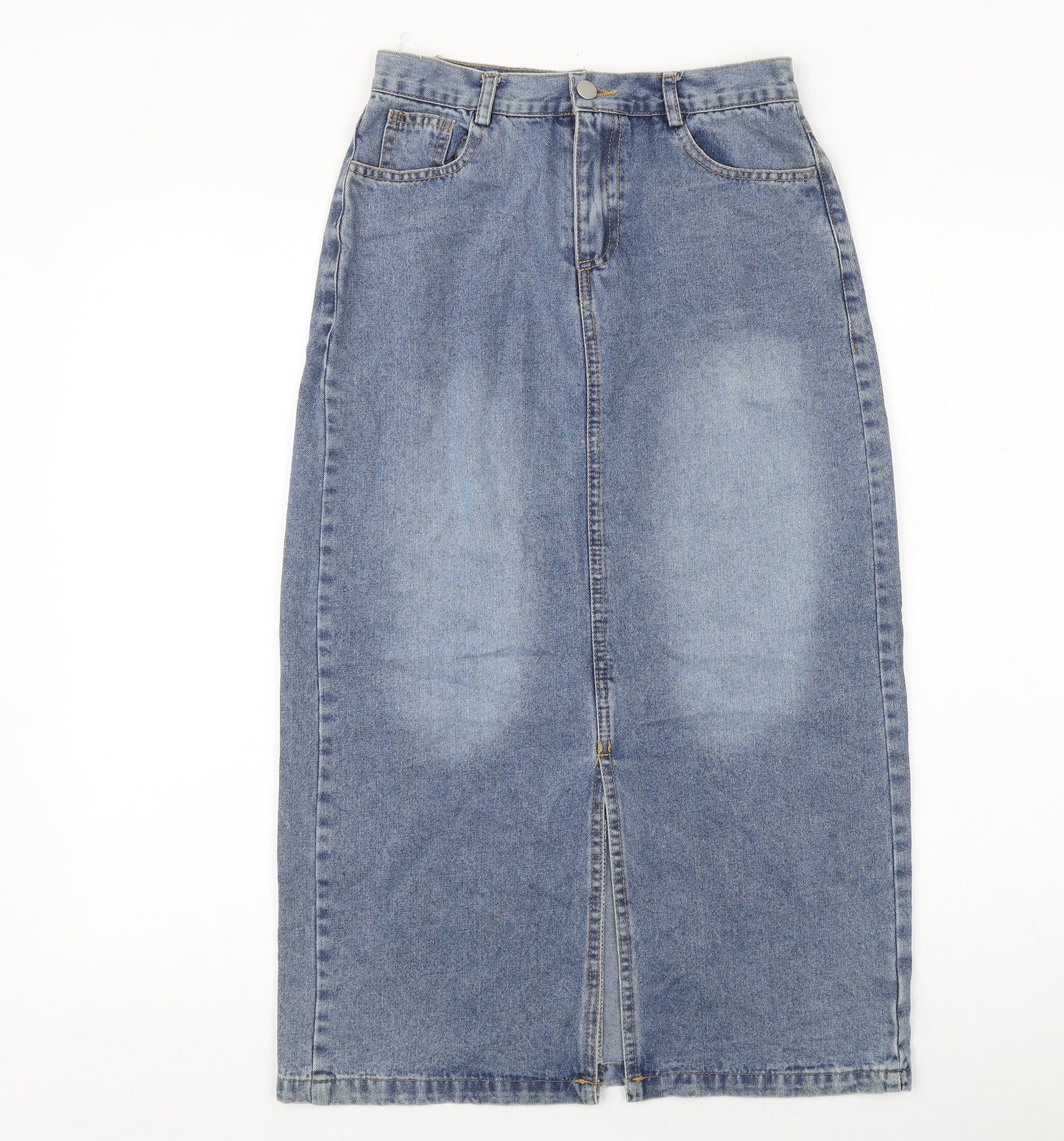 FLAM Mode Womens Blue Cotton Straight & Pencil Skirt Size M Zip