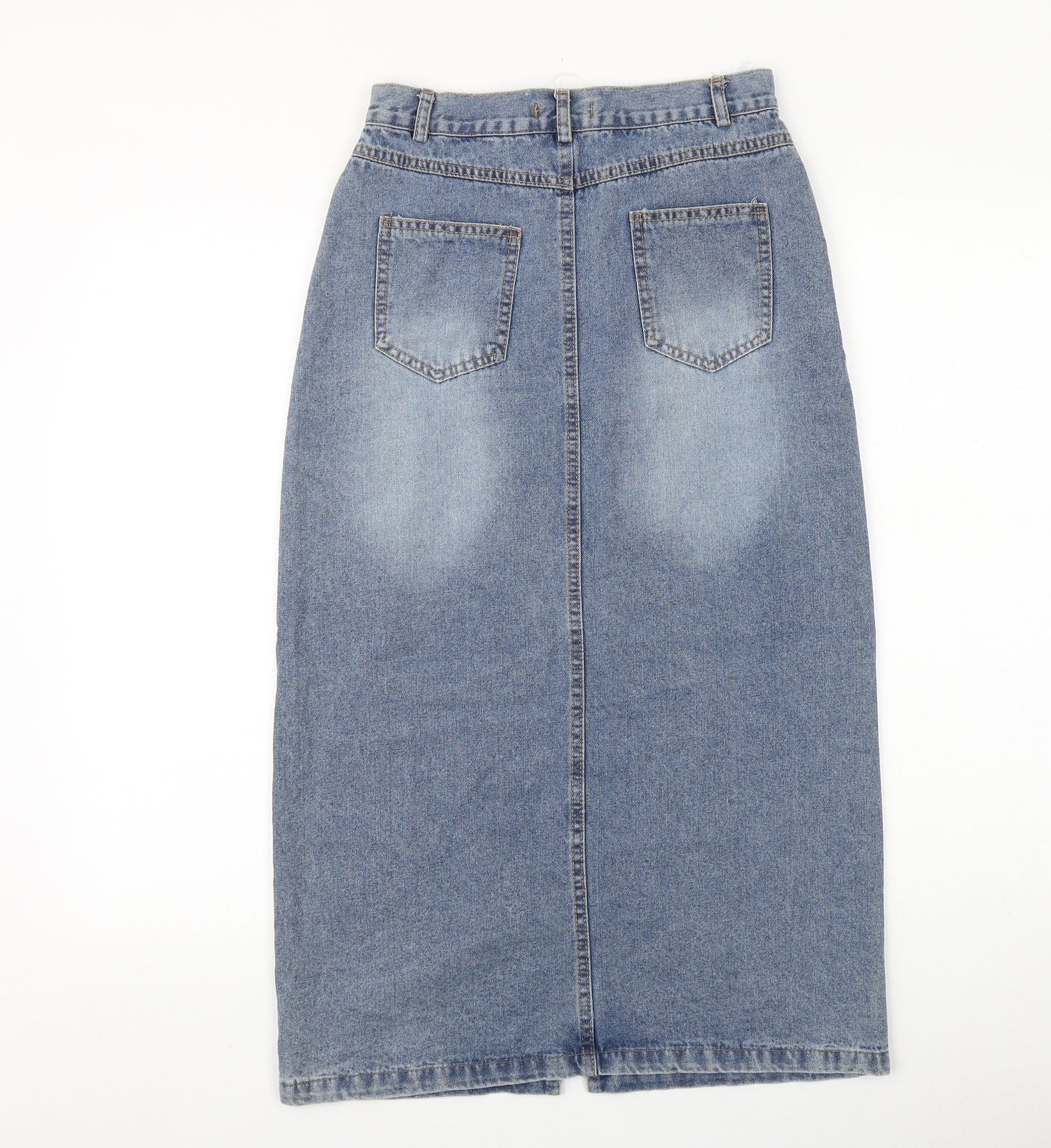 FLAM Mode Womens Blue Cotton Straight & Pencil Skirt Size M Zip