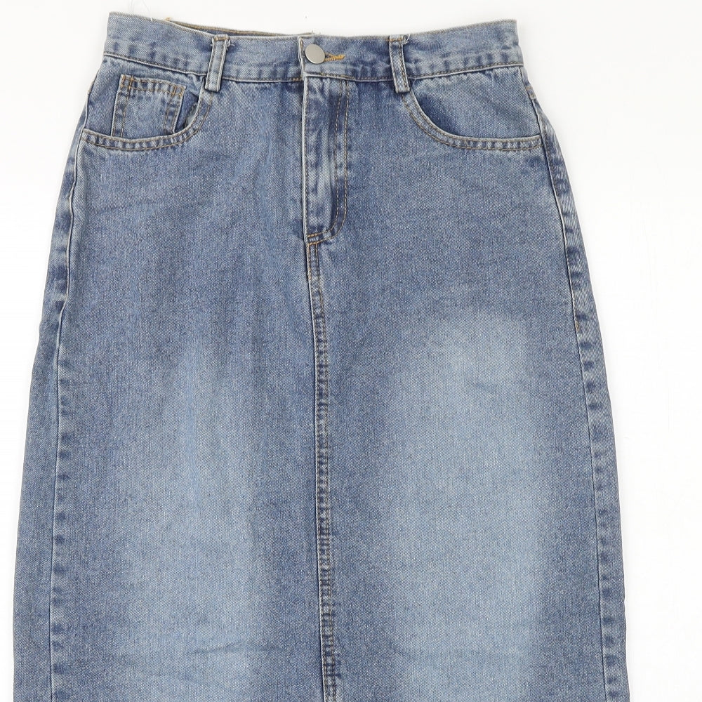 FLAM Mode Womens Blue Cotton Straight & Pencil Skirt Size M Zip