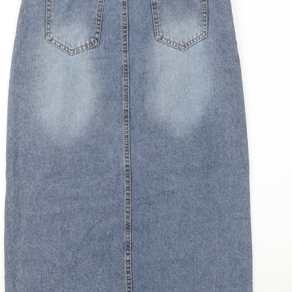 FLAM Mode Womens Blue Cotton Straight & Pencil Skirt Size M Zip