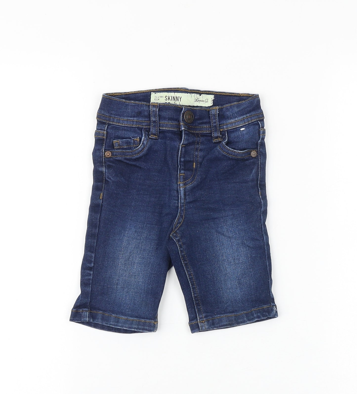 Denim & Co. Baby Blue Cotton Cropped Jeans Size 18-24 Months L50 cm Snap