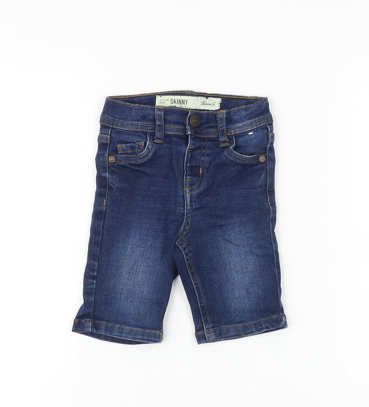 Denim & Co. Baby Blue Cotton Cropped Jeans Size 18-24 Months L50 cm Snap