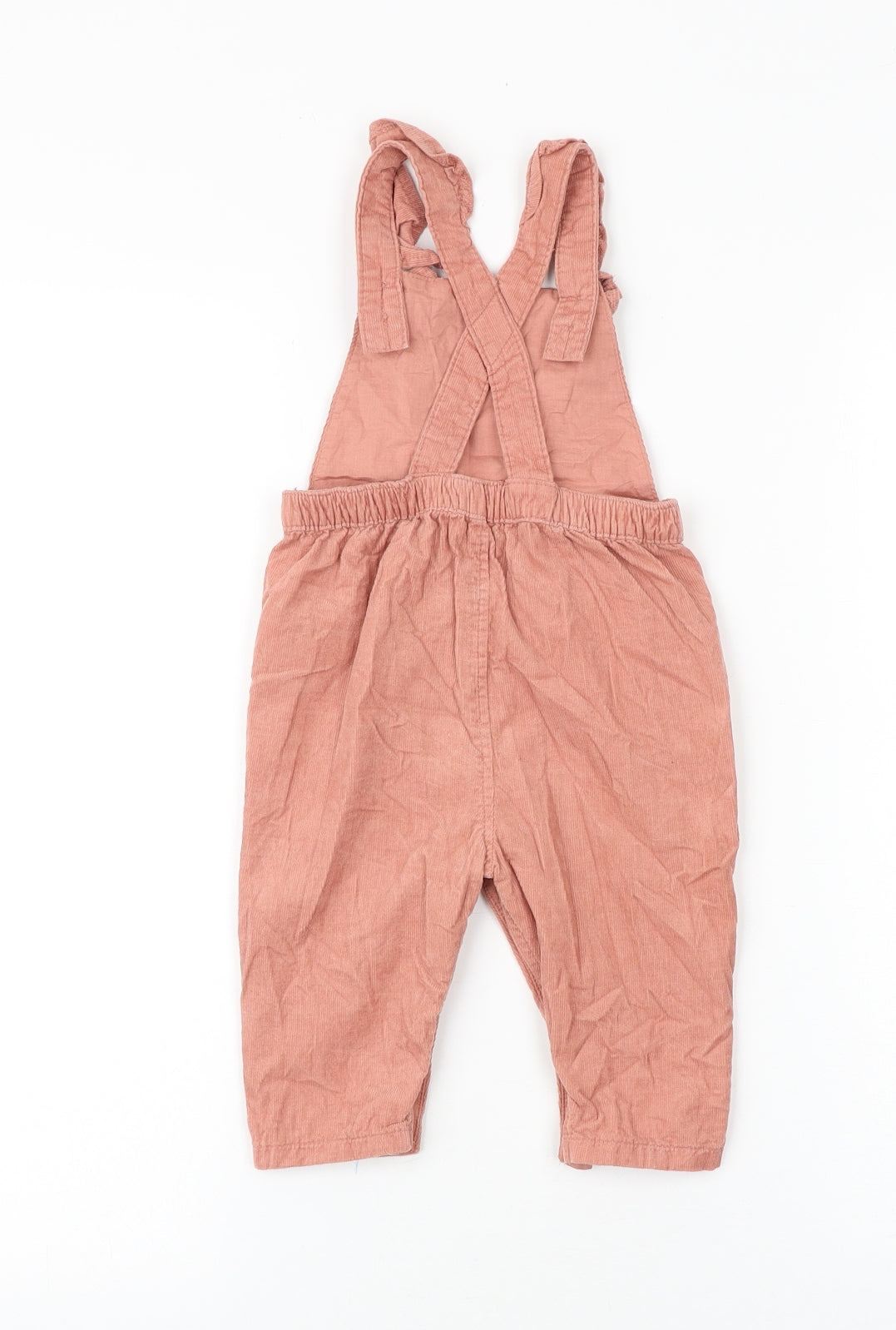 Marks and Spencer Baby Pink 100% Cotton Dungaree Outfit/Set Size 9-12 Months Button