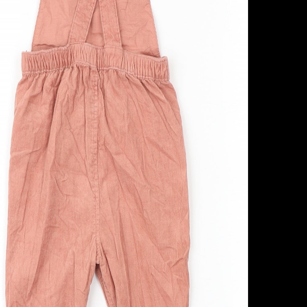 Marks and Spencer Baby Pink 100% Cotton Dungaree Outfit/Set Size 9-12 Months Button